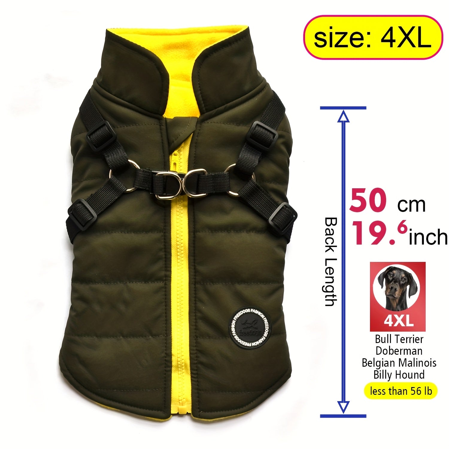 Warm Padded Dog Vest with Harness for Small and Medium Dogs - Red Coat for Extra Comfort and Security Christmas Gift