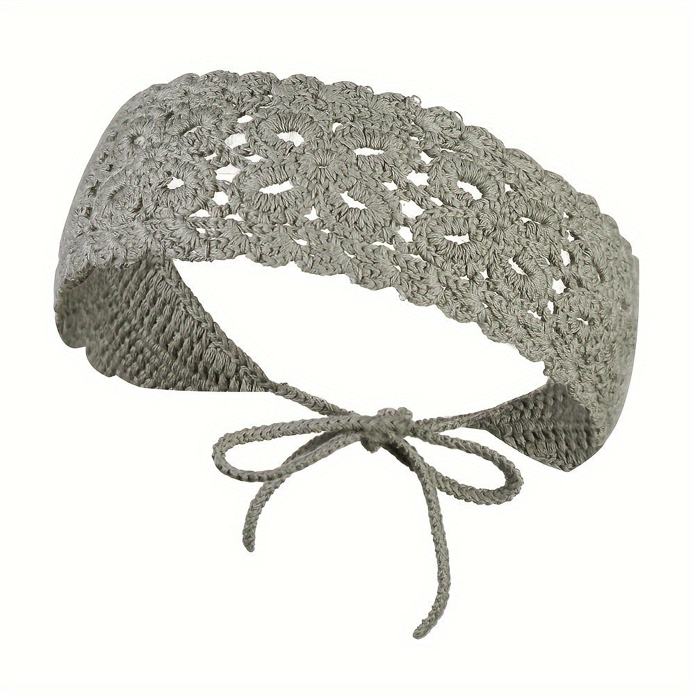 Women Crochet Headbands Boho Knitted Floral Elastic Hairband Vintage Head Wrap Hair Accessories