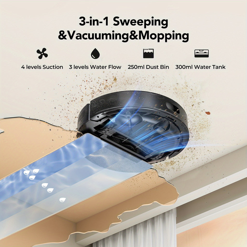 Robot Vacuum And Mop Combo 6500Pa, Lubluelu L15 Robot Vacuum, Auto-Charging, 5 Maps, 30 No-go Zones, WiFi/App/Alexa, 3in 1 Robot Vacuum Cleaner for Pet Hair Carpet Hard Floor, Robot Vacuum with Mop, Robotic Vacuum Cleaner And