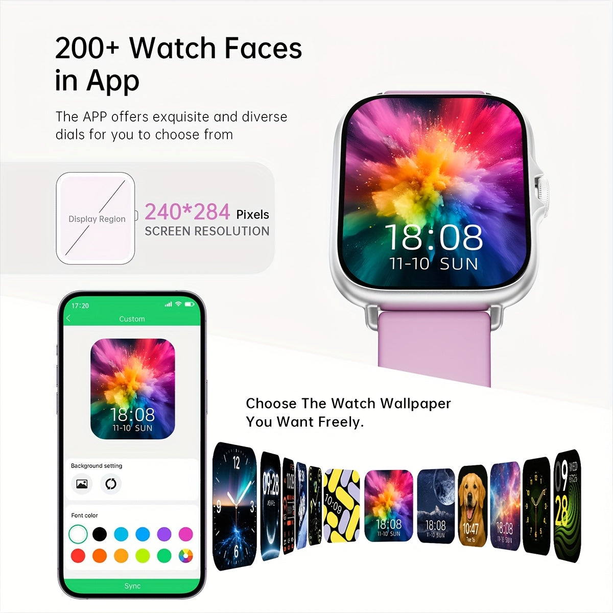 Sports Smart Watch, 1.83'' Full Touch Screen Display with Message, Answer Make Call Smartwatch, Monitoring, Sports Pedometer, Information Alerts, for Iphone Android Phones, Smartbands Fitness Watch for Women Men Friend Gift,