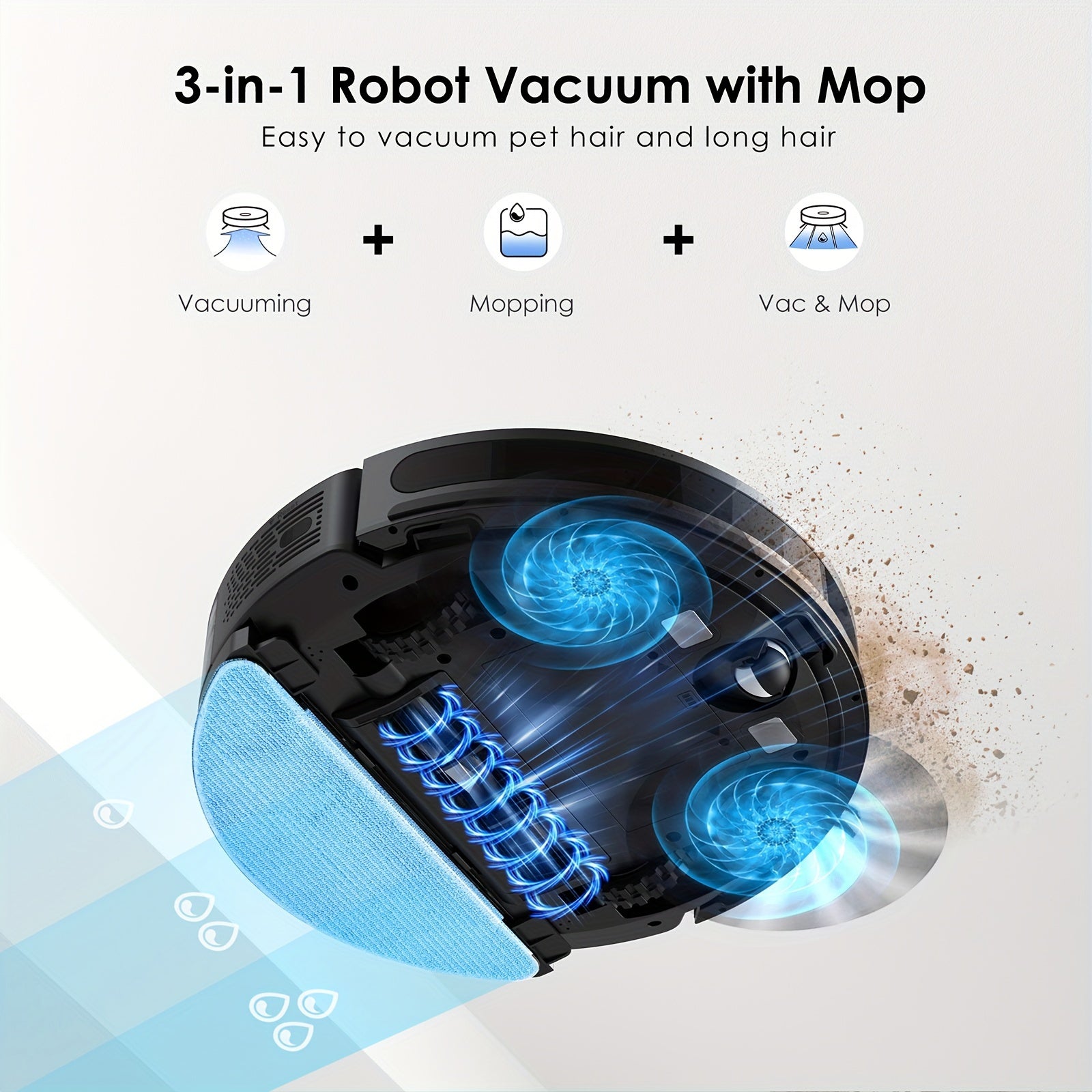 Lubluelu SL60 Plus Self-Emptying Robot Vacuum & Mop Combo, 4000Pa Strong Suction, 60-Day Hands-Free, WiFi/App/Alexa Compatible, 3-in-1 Pet Hair Cleaning for Hard Floors & Carpets, Quiet 55dB, Auto-Charging, Precision Mapping,
