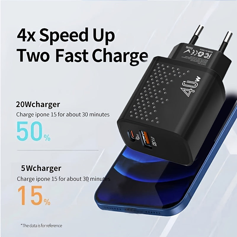 USB C Charger, 2-Port PD 3.0+QC4.0 Fast Charger USB Wall Charger, For Google Pixel 6/Pro, For IPhone 15/14/13/12/11/Mini/Pro Max, Pad Pro, For AirPods/samsung/Android Phone