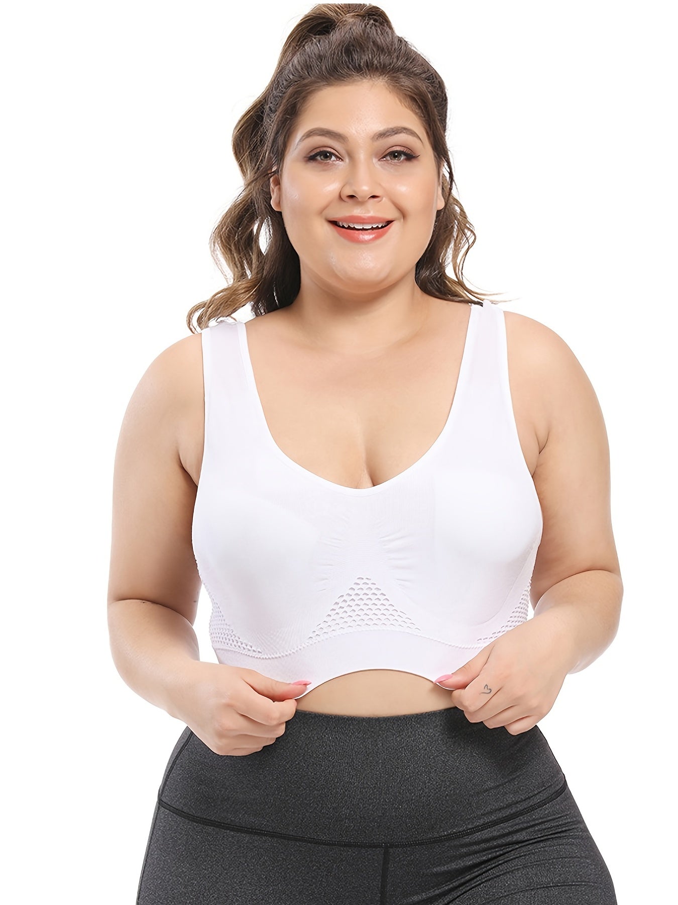 [Gentle Care] Plus Size Seamless Sports Bra for Women - Purple, Breathable Mesh Fabric, Push-Up with Removable Pads, Comfort Fit Vest Style, Sizes 36XL to 40XL, Plus Size Bra
