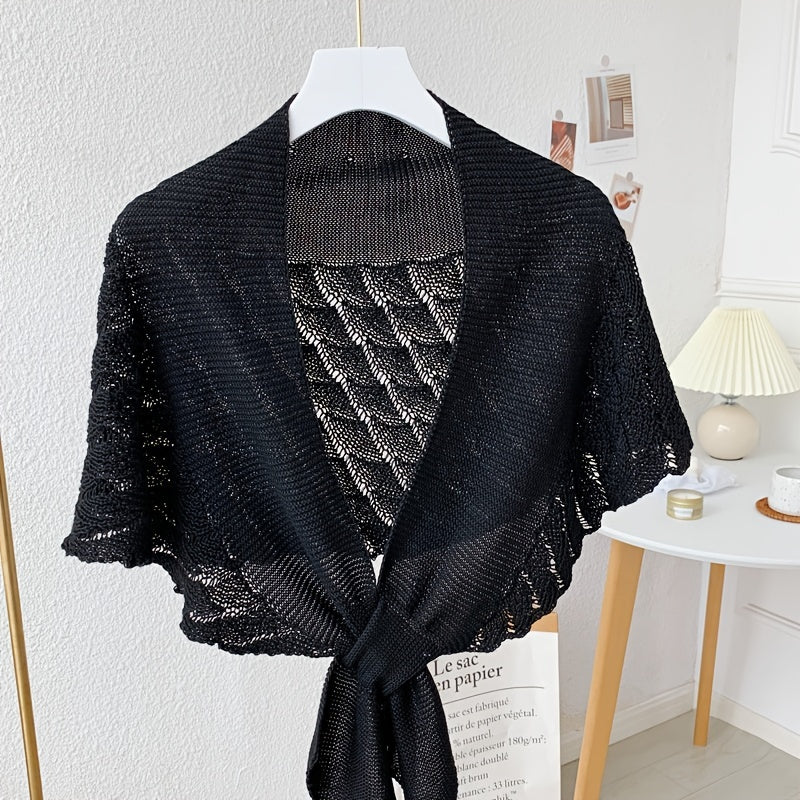 Women'S Stylish Openwork Yarn Shawl - Lightweight, Breathable Polyester, Perfect for Layering or Standalone Outfits, Machine Washable, Weekend Casual Wrap | Versatile Shawl | Stylish Knitwear, Shawls for Winter