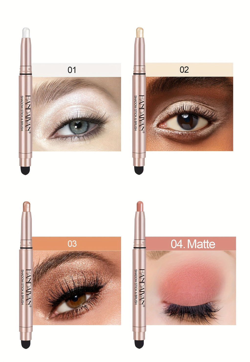 12 Pcs Highlighter Eyeshadow Pen, Matte Creamy Eyeshadow Stick Set With Sponge Brush, Shimmer Metallic Eyeshadow Pencil, Waterproof Long Lasting Eye Brightener Stick, Glitter Multi-Dimensional Eye Makeup For Music Festival