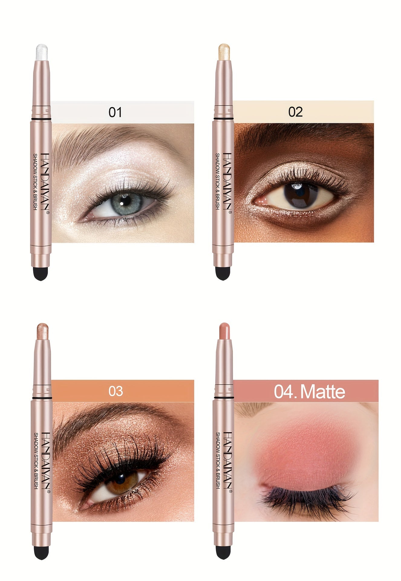 12 Pcs Highlighter Eyeshadow Pen, Matte Creamy Eyeshadow Stick Set With Sponge Brush, Shimmer Metallic Eyeshadow Pencil, Waterproof Long Lasting Eye Brightener Stick, Glitter Multi-Dimensional Eye Makeup For Music Festival