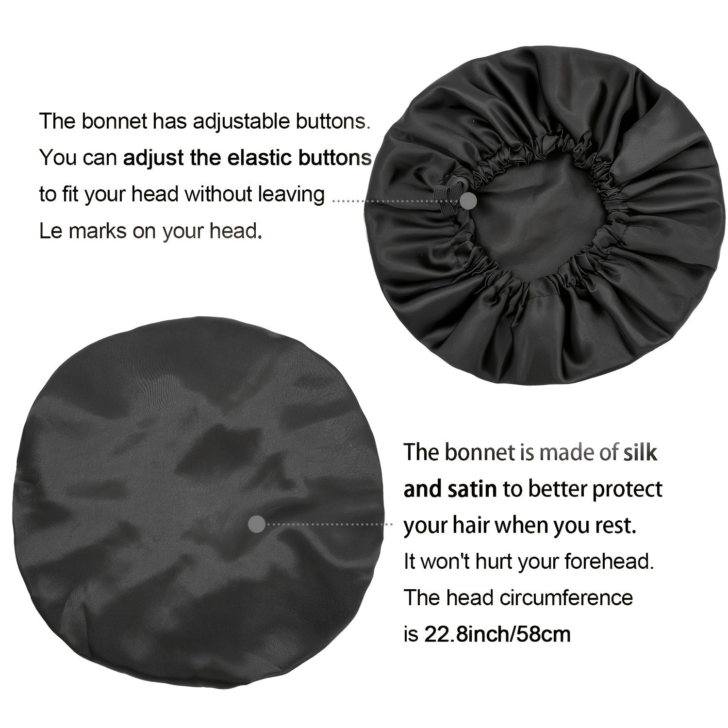 Satin Bonnet For Sleeping Adjustable Bonnet For Curly Hair Bonnets Double Layer Large Satin Lined Sleep Cap For Women