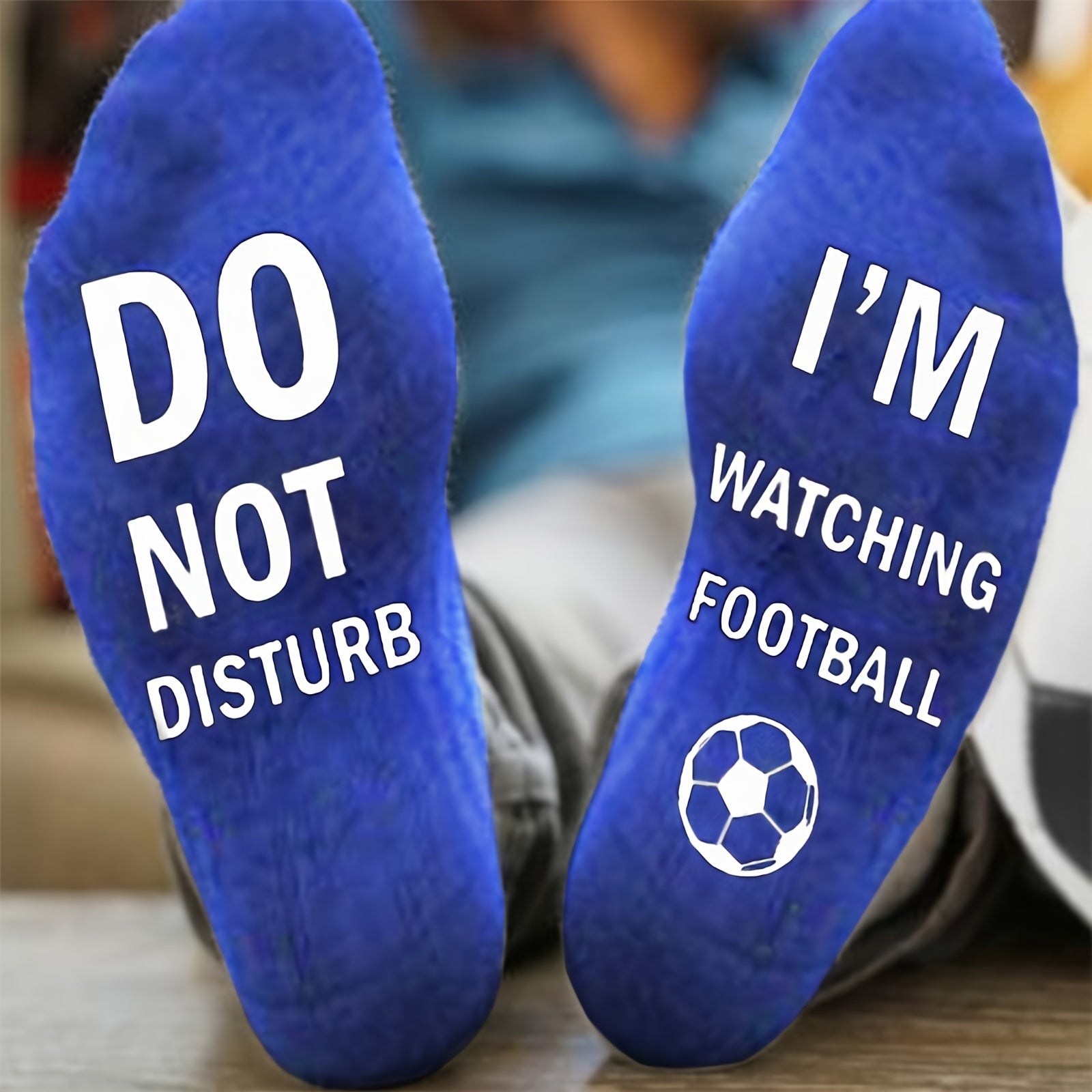 Men's Cotton Breathable Novelty Funny "Do Not Disturb" Football Theme Crew Socks