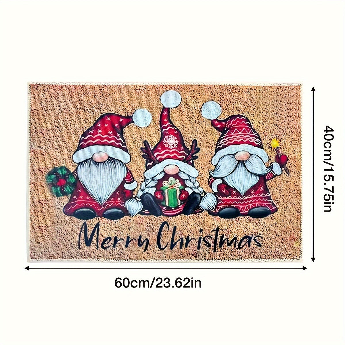 1pc Christmas Gnome Welcome Doormat, Washable Low Pile Indoor Outdoor Entrance Mat, Non-slip Rubber Backing Absorbent Bath Mat, RV Mat, Farmhouse Funny Kitchen Rugs, Suitable For Bathroom Kitchen Ect.