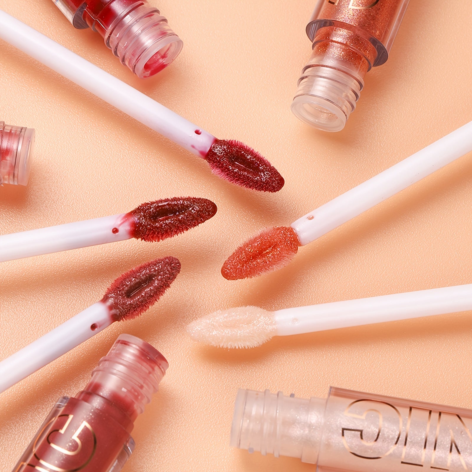 Eight Colors Hyaluronic Acid Moisturizing Lip Glaze Glitter Gloss - Non-Stick, Hydrating, Natural Nude Makeup - Perfect Valentine's Day Gifts, Music Festival Essentials, Long-Lasting, Cruelty-Free, Paraben-Free