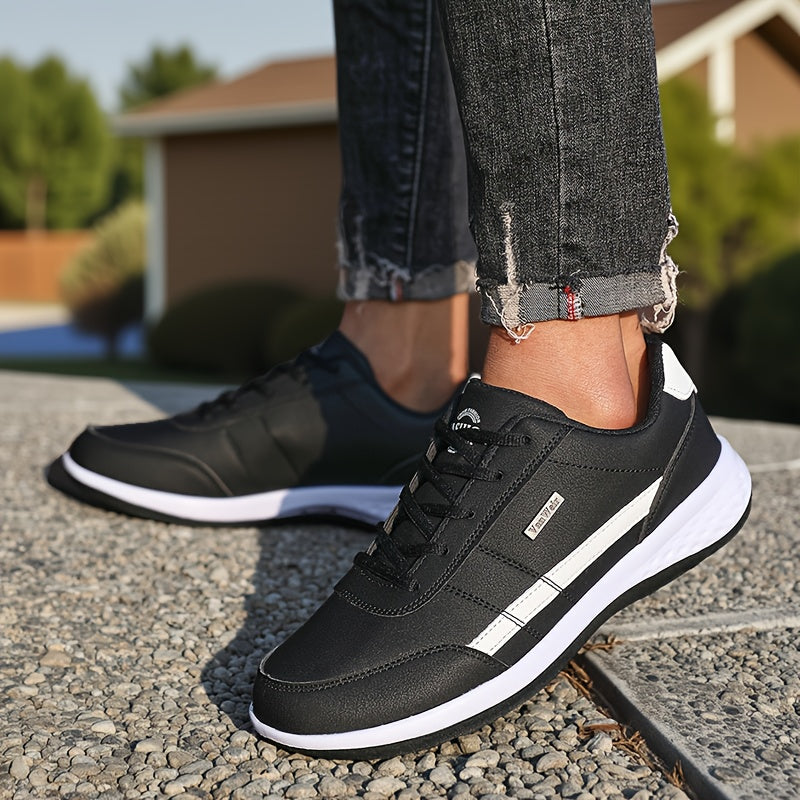 VanWeir Lightweight Men'S Shoes - Navy Blue & White, Stable Lace-Up Sneakers with MD/TPR Sole, Breathable Fabric Lining for Outdoor Sports, Hiking & Casual Wear