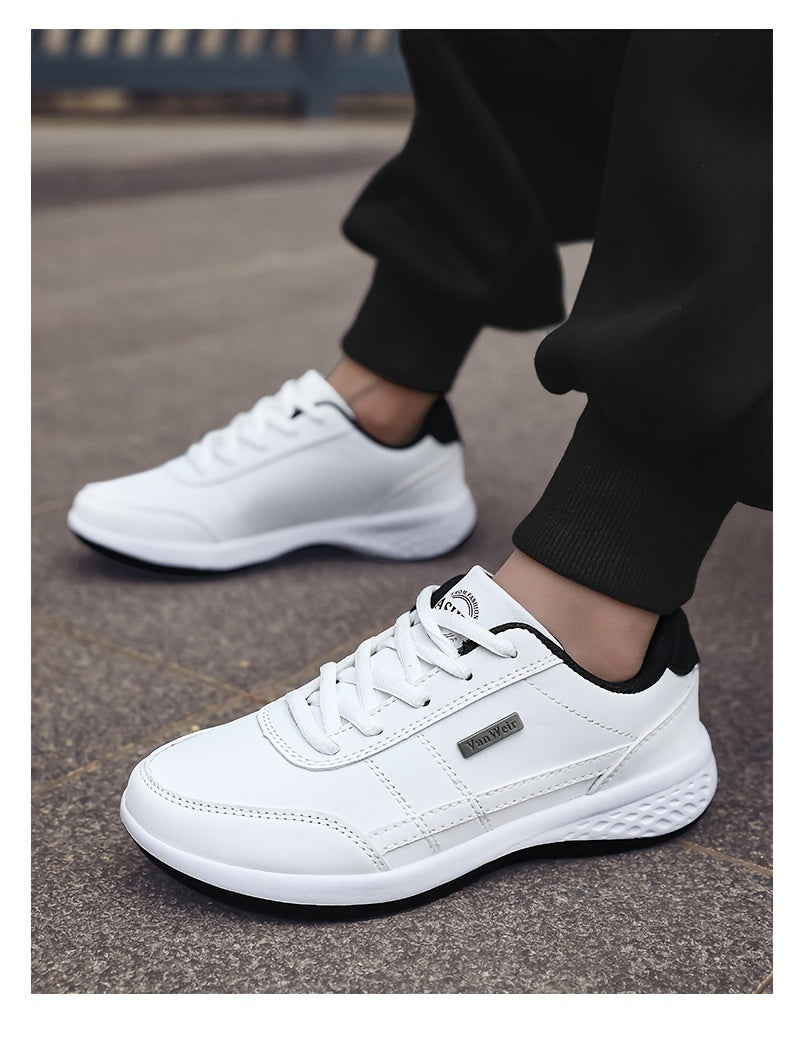 VanWeir Lightweight Men'S Shoes - Navy Blue & White, Stable Lace-Up Sneakers with MD/TPR Sole, Breathable Fabric Lining for Outdoor Sports, Hiking & Casual Wear