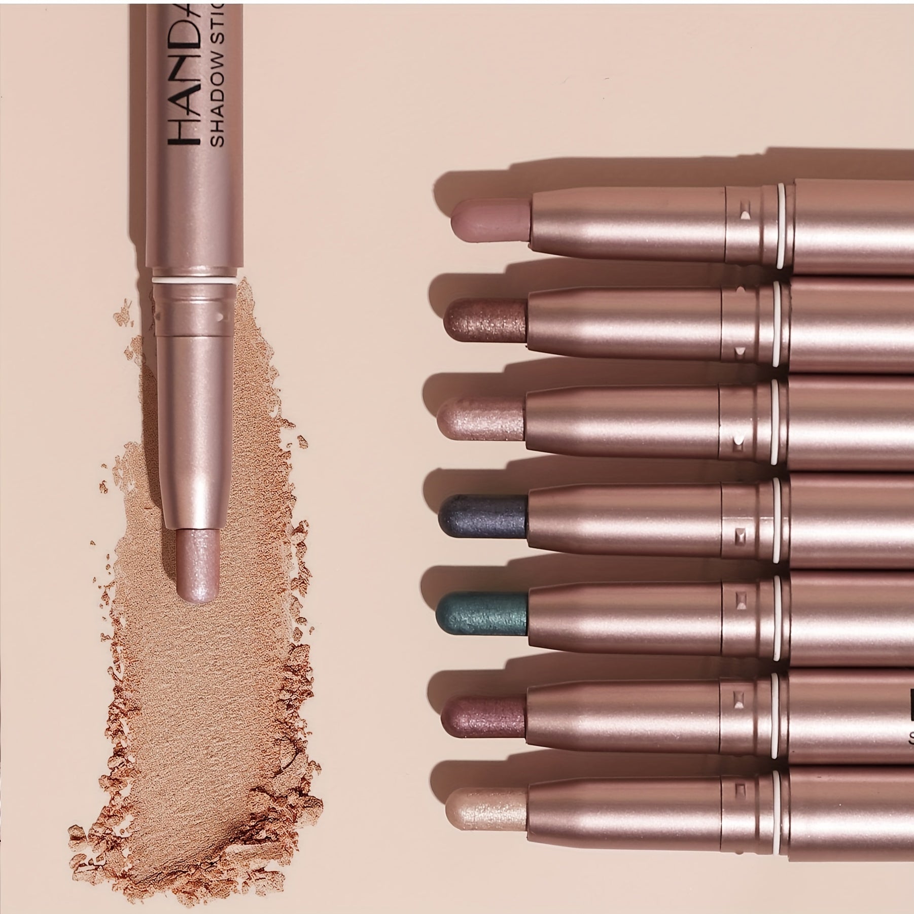 12 Pcs Highlighter Eyeshadow Pen, Matte Creamy Eyeshadow Stick Set With Sponge Brush, Shimmer Metallic Eyeshadow Pencil, Waterproof Long Lasting Eye Brightener Stick, Glitter Multi-Dimensional Eye Makeup For Music Festival