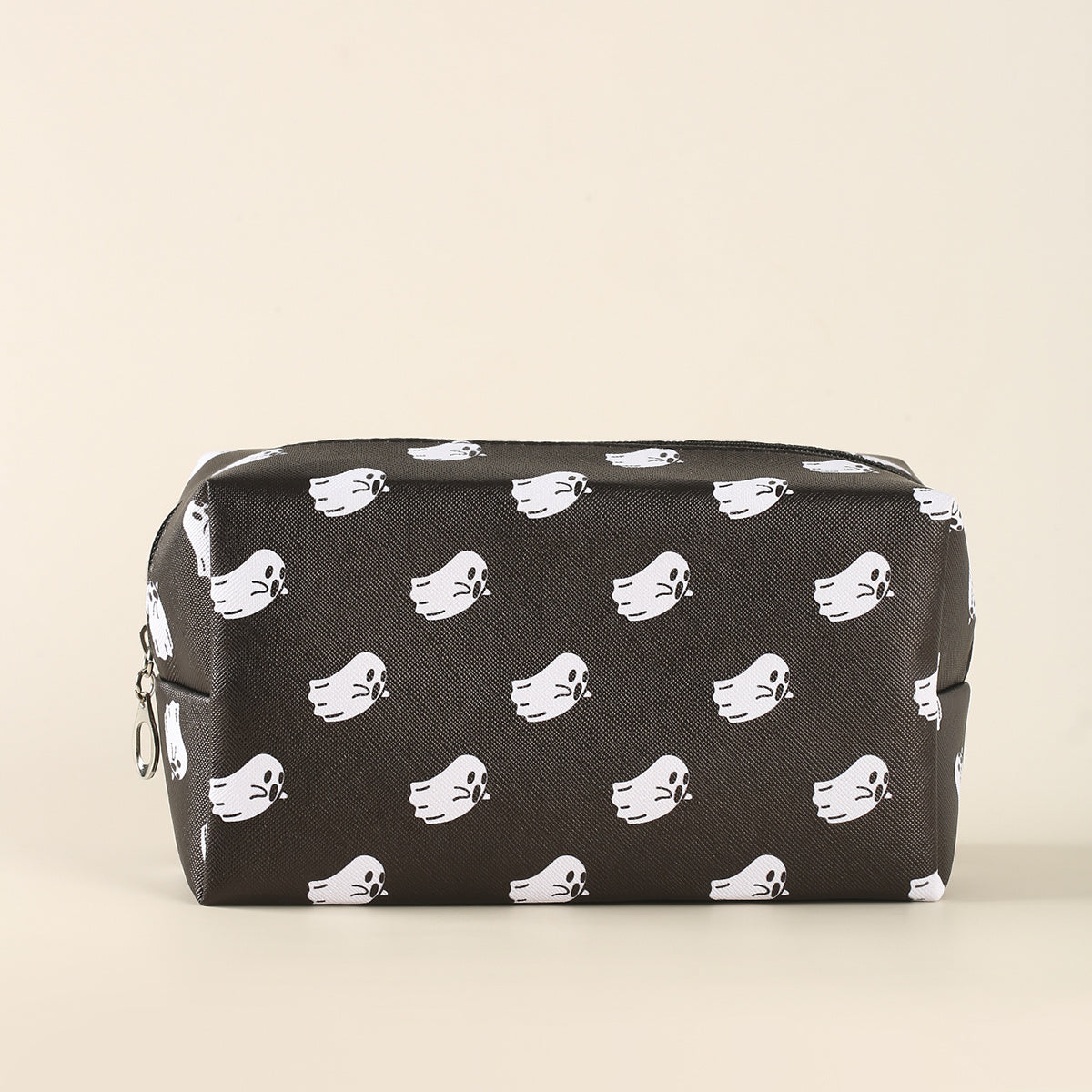 Halloween Little Ghost Print Makeup Pouch Zipper Roomy Square Cosmetic Bag Travel Accessories Organizer Halloween Gift For Friends Men Women