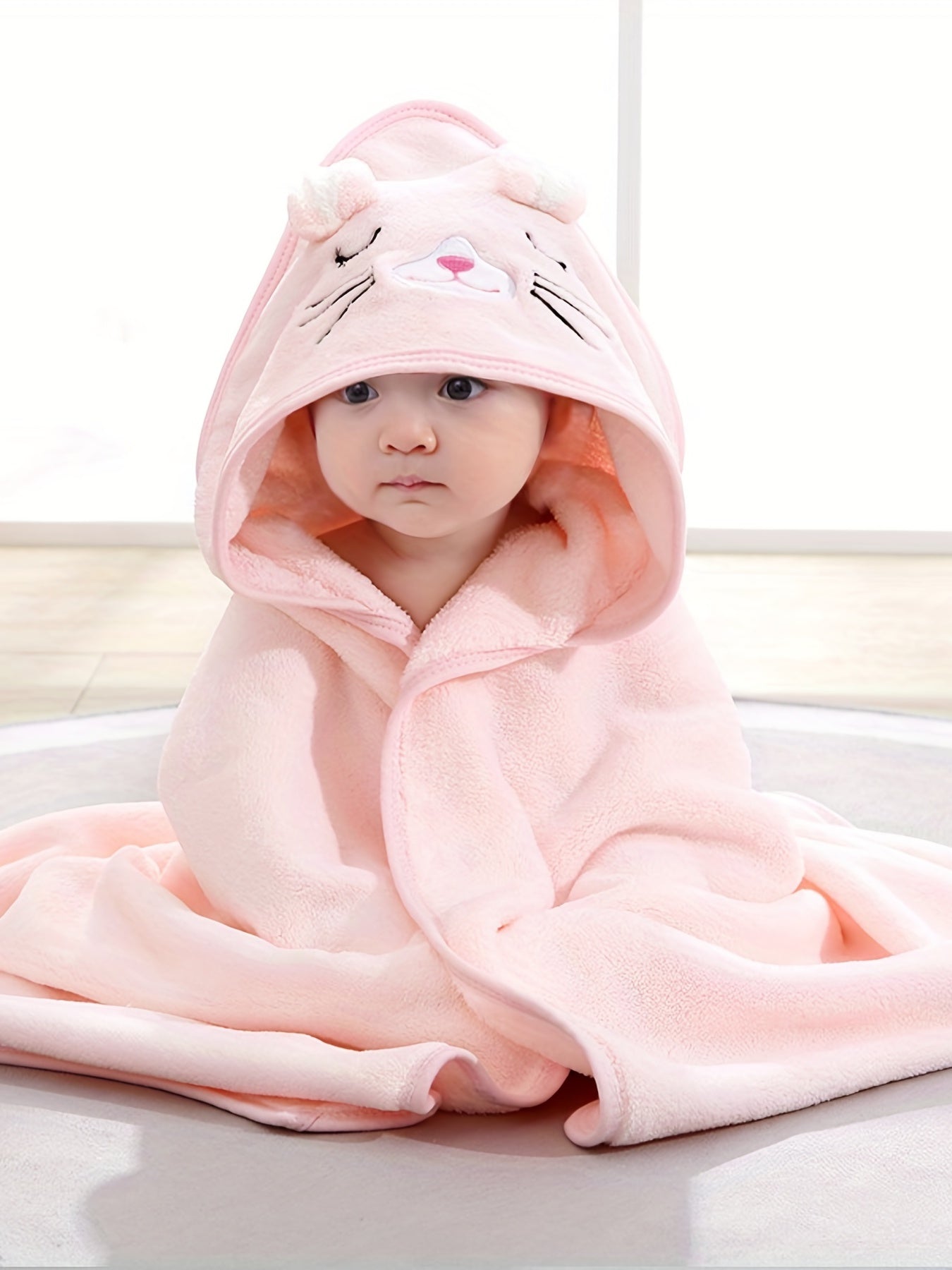 Cute Cartoon Design Baby Bath Towel & Hooded Bathrobe - Super Soft & Water Absorbent Microfiber For 0-2 Year Olds
