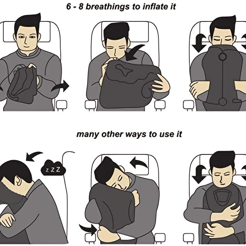 Portable Inflatable Travel Pillow for Airplanes, Cars, Trains & Office Naps - Ergonomic Design with Soft Compression, Durable & Lightweight, Ideal for Camping, RVs, and Sports Events, Travel Pillow for Airplanes, Vehicle Neck