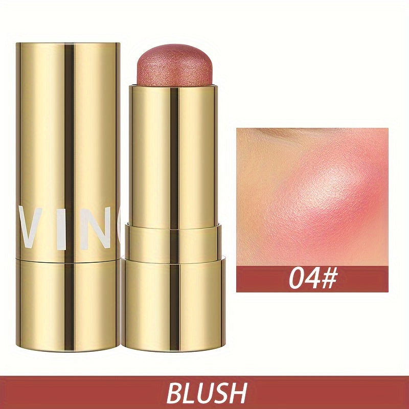 Multifunctional Highlighter Blush Stick - Brightening & Contouring Makeup Stick with Plant-Based Squalane, 3 Shades (Pink, Beige, Brown) for Cheeks, Lips, Eyes - Long-Lasting Shine, Easy Application, No Smudge, No Transfer, B