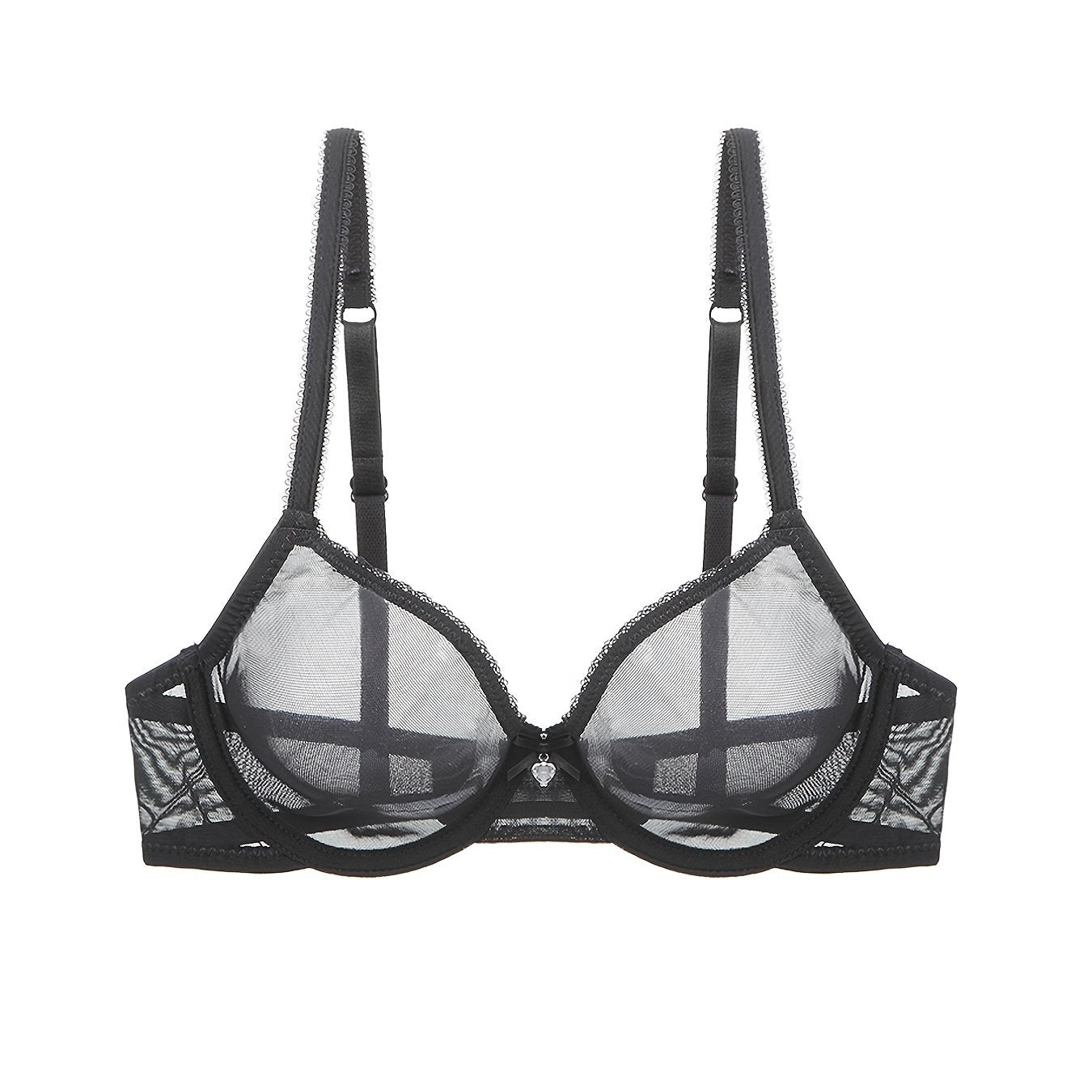 Transparent Mesh Thin Unlined Bra, Breathable Sheer No Pad Knitted Fabric Everyday Intimates Bra, Women's Lingerie & Underwear