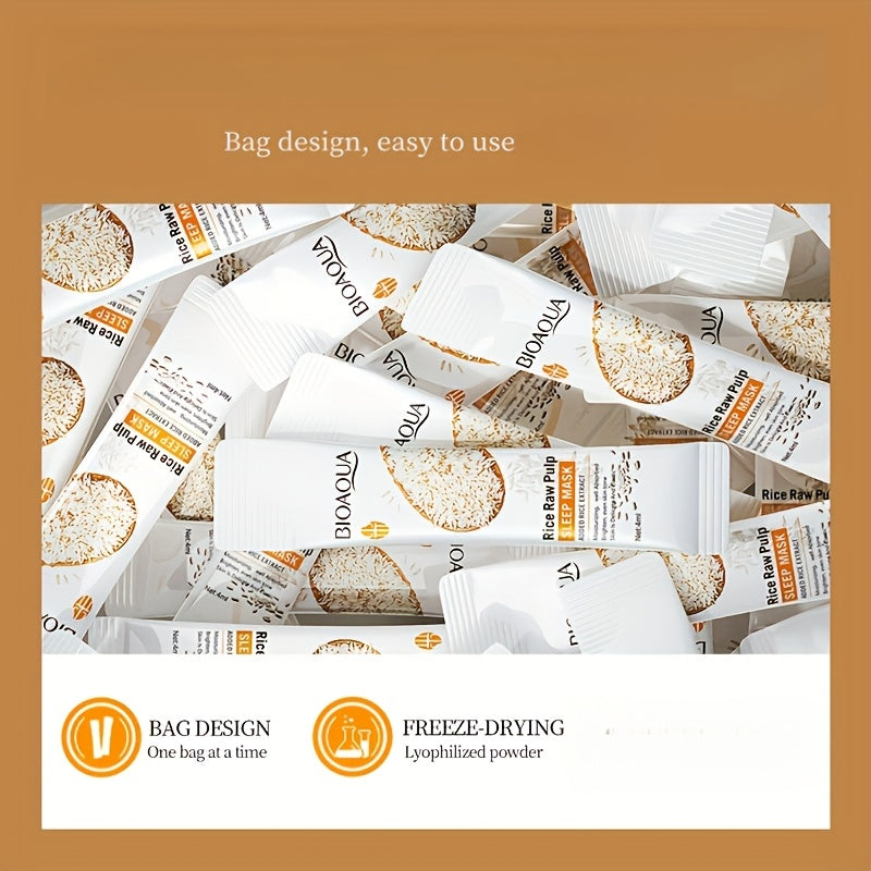 Rice Sleeping Mask for Hydration And Moisture, Firms And Nourishes Facial Skin, No Rinse Needed, Easy to Apply, Suitable for Women'S Skincare, Freeze Mask, Travel-Friendly Packaging.