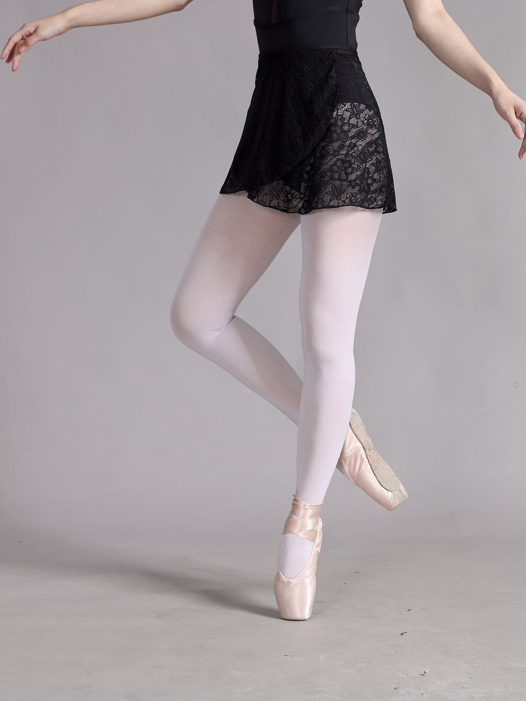Women's Elegant Black Ballet Wrap Skirts - Semi-Sheer Lace Dance Skirt Dancewear