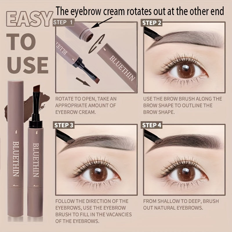 Waterproof and Sweat Proof Double-ended Eyebrow Cream - Smudge Proof Long Lasting Makeup Without Separation - Eyebrow Pencil With Matching Brush Eyebrow Pomade