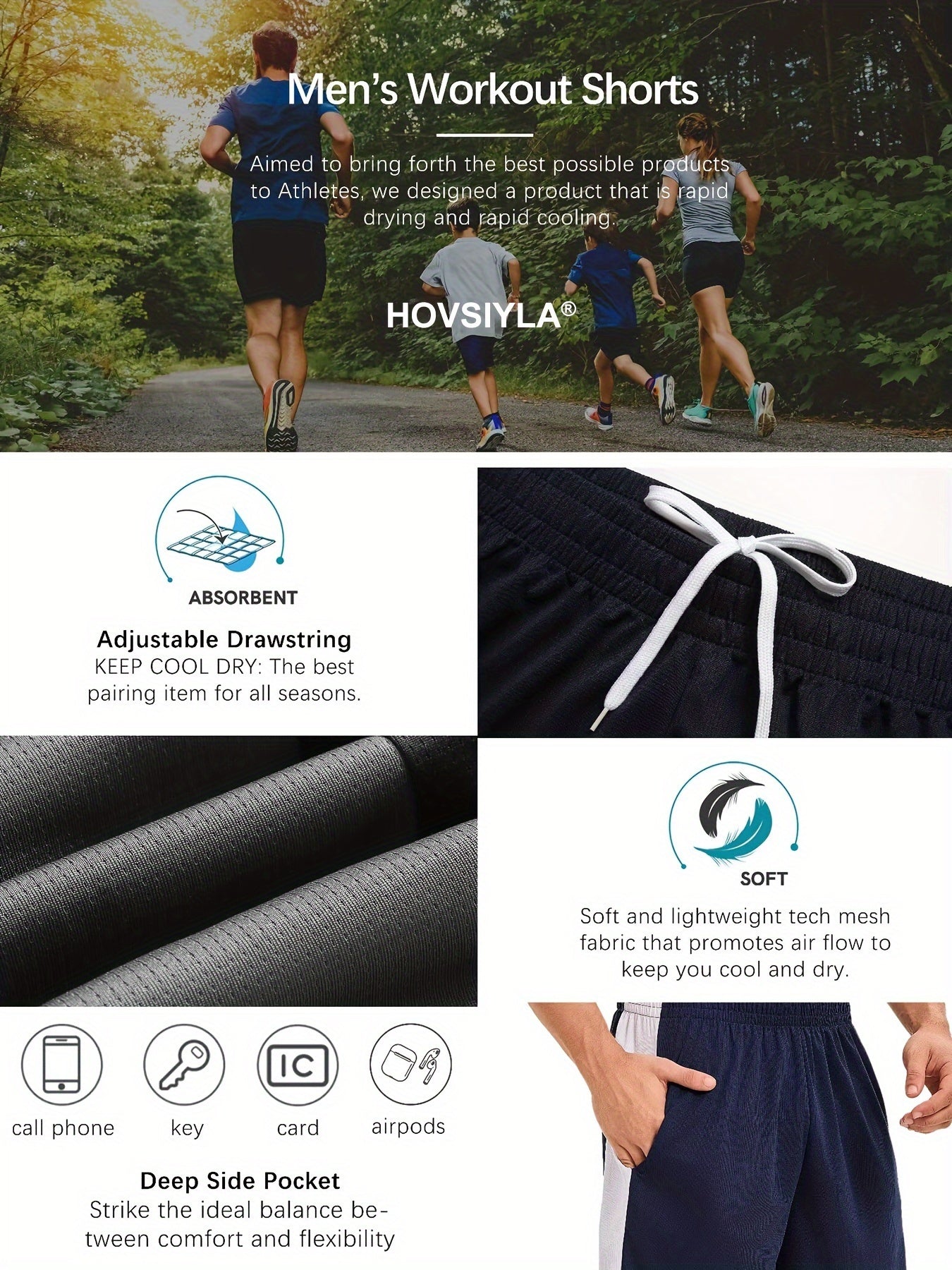 6-pack Men'S Mesh Athletic Basketball Shorts, Fitness Shorts With Pockets, Quick-drying, Casual Shorts Suitable For Men.