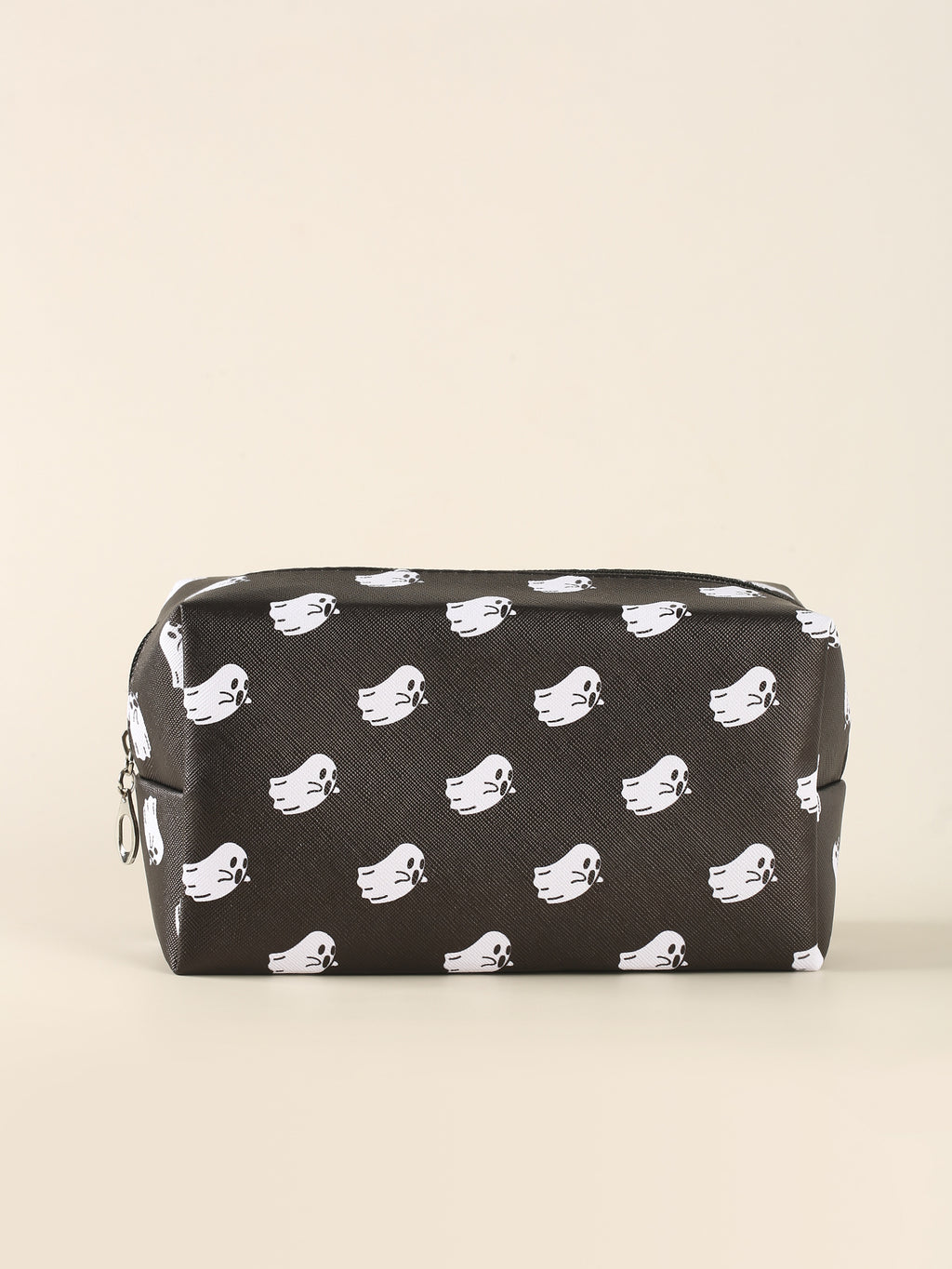 Halloween Little Ghost Print Makeup Pouch Zipper Roomy Square Cosmetic Bag Travel Accessories Organizer Halloween Gift For Friends Men Women