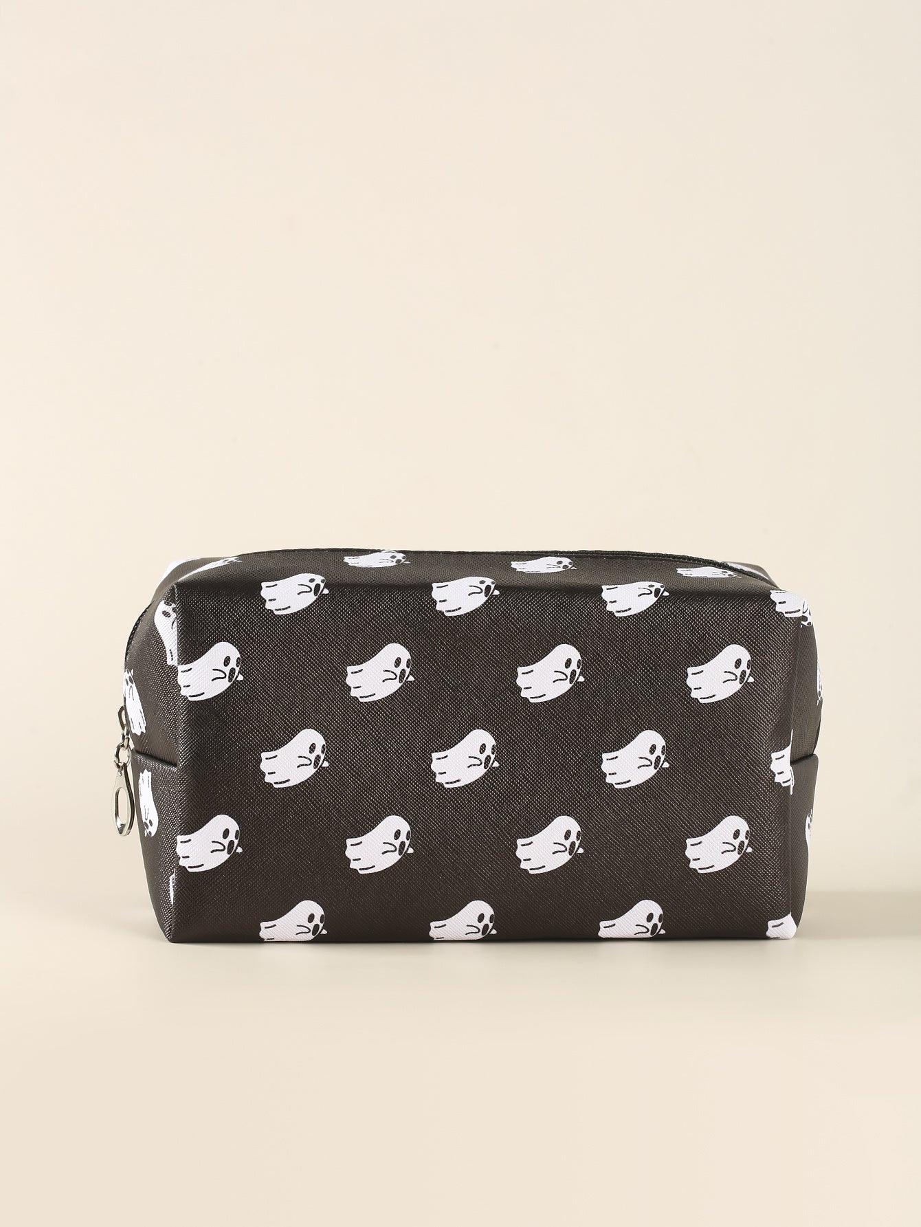 Halloween Little Ghost Print Makeup Pouch Zipper Roomy Square Cosmetic Bag Travel Accessories Organizer Halloween Gift For Friends Men Women