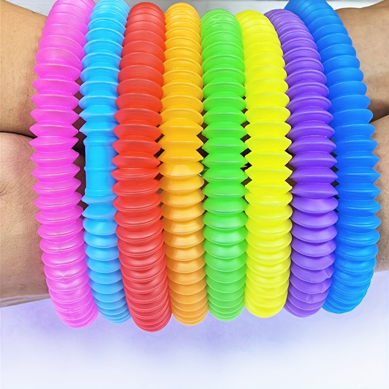 [Sensory Pop Tubes | Educational Toy] 10pcs Sensory Pop Tubes Toy Set | Plastic Fidget Toys for Fine Motor Skills Development, Educational Learning Toy | Ideal for ADHD, Autism, with Assorted Colors for Kids Ages 3-6, Boys &