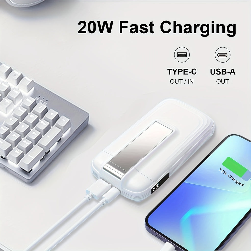 BezosMax 3 in 1 Wireless Charging Station 10000 mAh Power Bank Foldable Phone holder Magnetic Wireless Charger Adjustable angle lightweight Portable Fast charging Digital Power Display for iPhone/ iWatch/Airpods