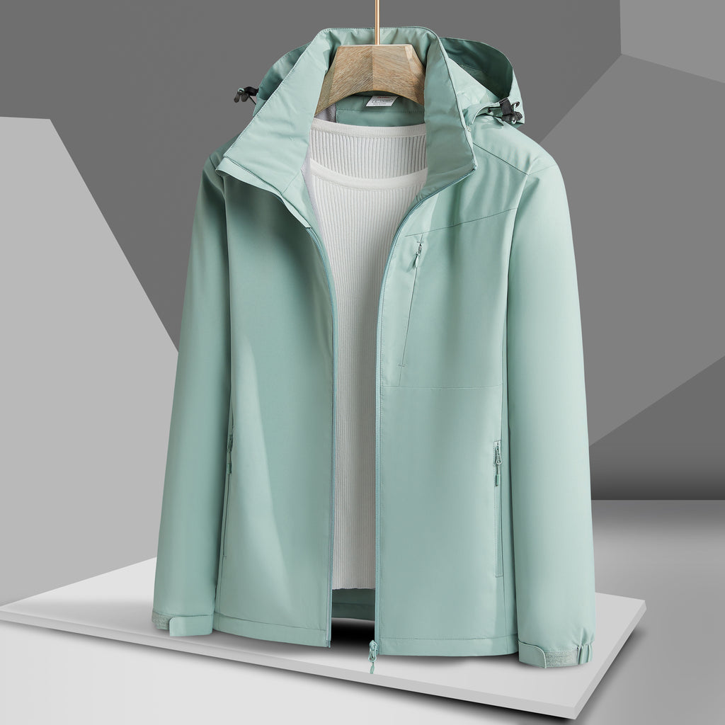Women's Autumn and Winter Outdoor Sports Casual Warm Fleece Lined Windproof Stand Collar Jacket