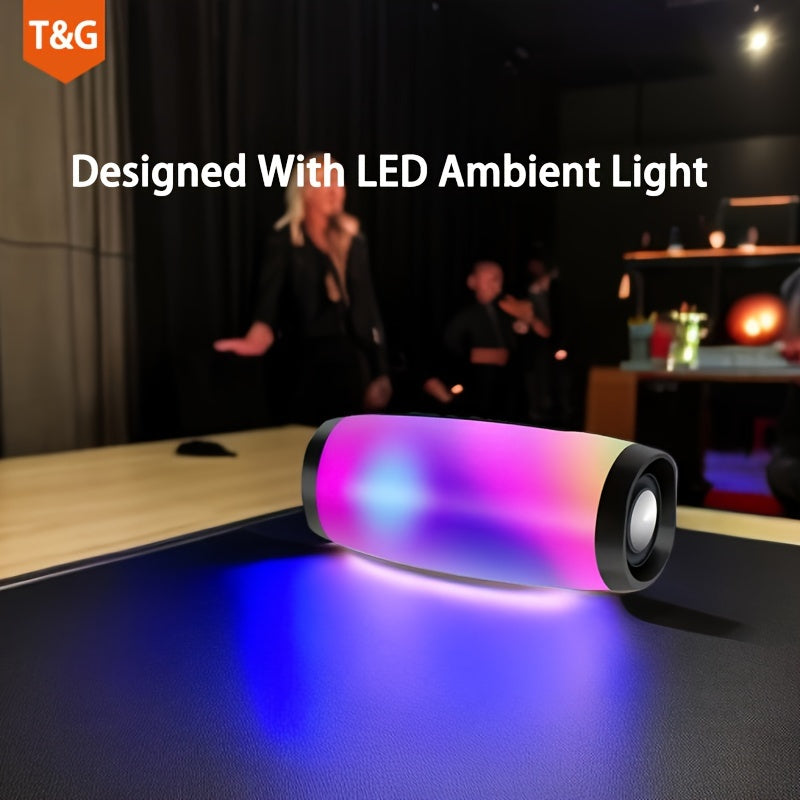 Portable Wireless Speaker With Colorful LED Light, Outdoor 3D Stereo Bass Luminous Speaker, TWS Stereo Subwoofer Rod Hands-Free Call/FM/TF Card/U Disk, Connect Mobile Phone/Tablet/TV, wireless Portable Audio, Electronics/Cons