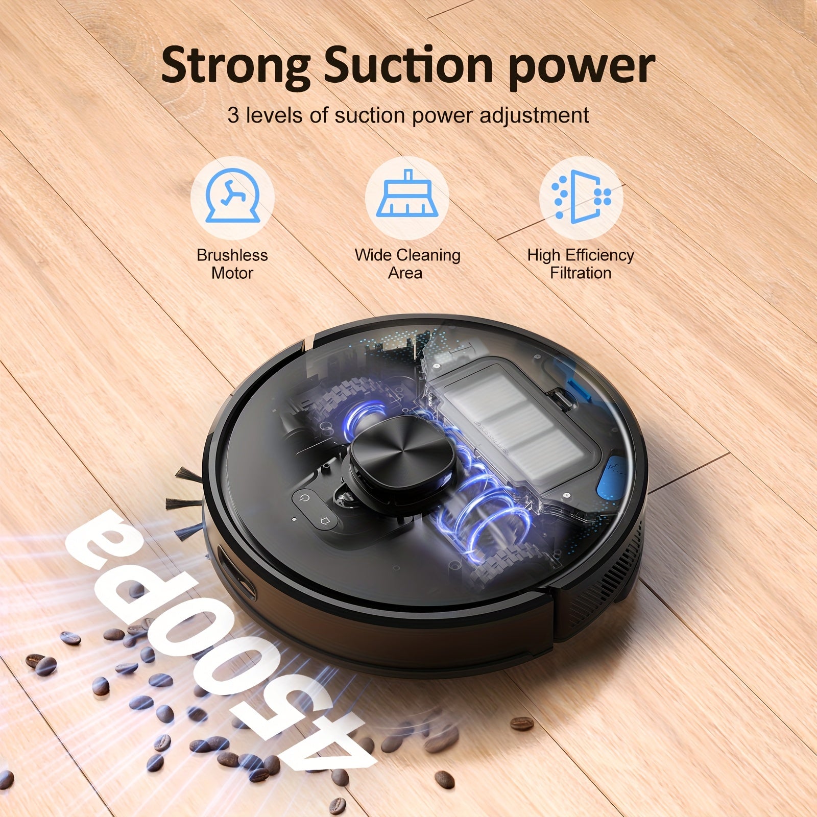 Robot Vacuum Cleaner And Mop Combo 4500Pa, Lubluelu SL60Ultra Robotic Vacuum, 150Mins Max, 56dB, 24 No-Go Zones For Pet Hair Carpets Floor