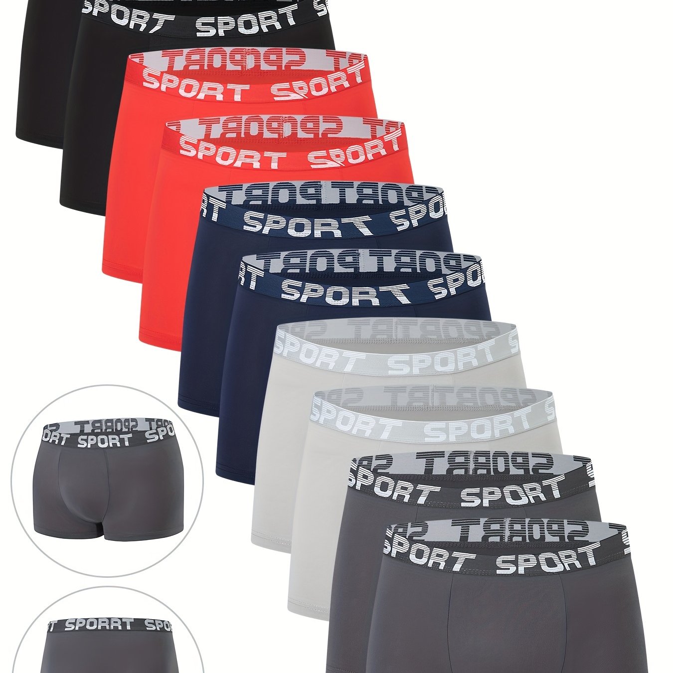 10-Pack Men'S Boxer Briefs - Breathable, Comfortable, Stretchy Underwear with "NINJA" Graphic, Solid, Perfect for Casual Attire, Gym, or Everyday Wear