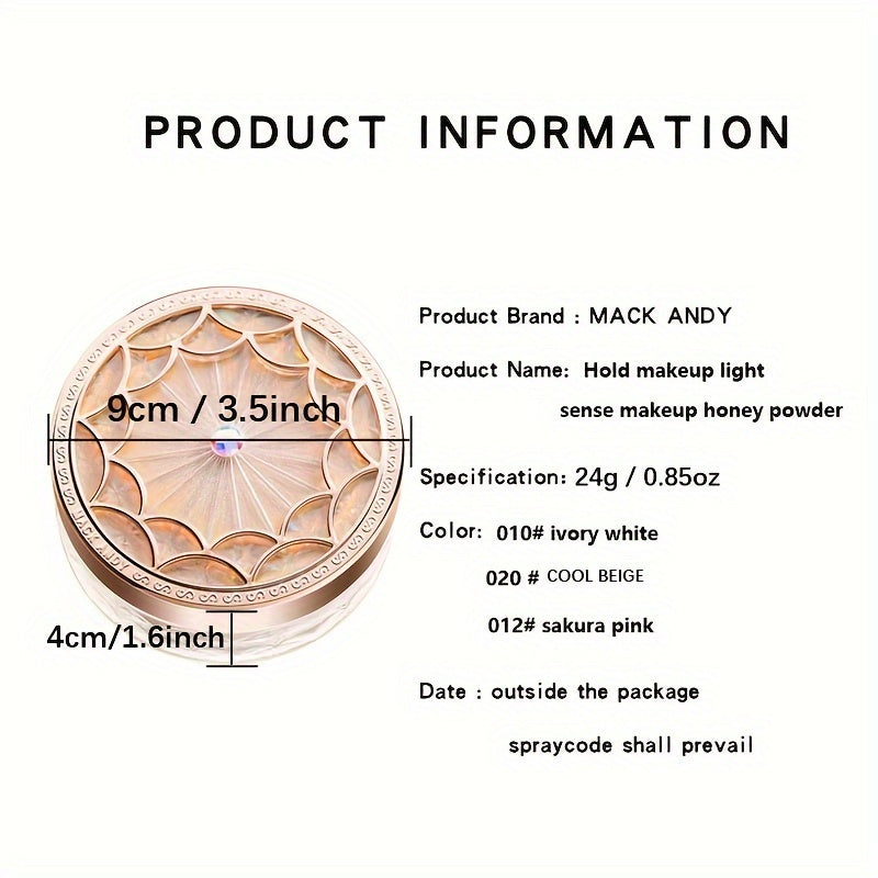 for MACK Andy Matte Finish Makeup Setting Powder – Smooth, Natural, Long-Lasting Coverage for All Skin Tones, Ivory to Rose, Lightweight & Oil-Control Compact with Intricate Design, Skin Brightening Product | Elegant Compac
