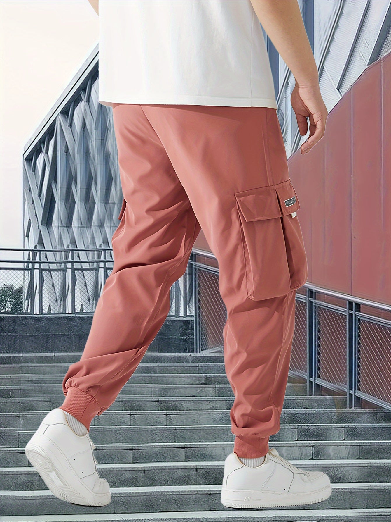 Trendy Men's Casual Cargo Pants With Pocket, Men's Outfits For Spring And Autumn
