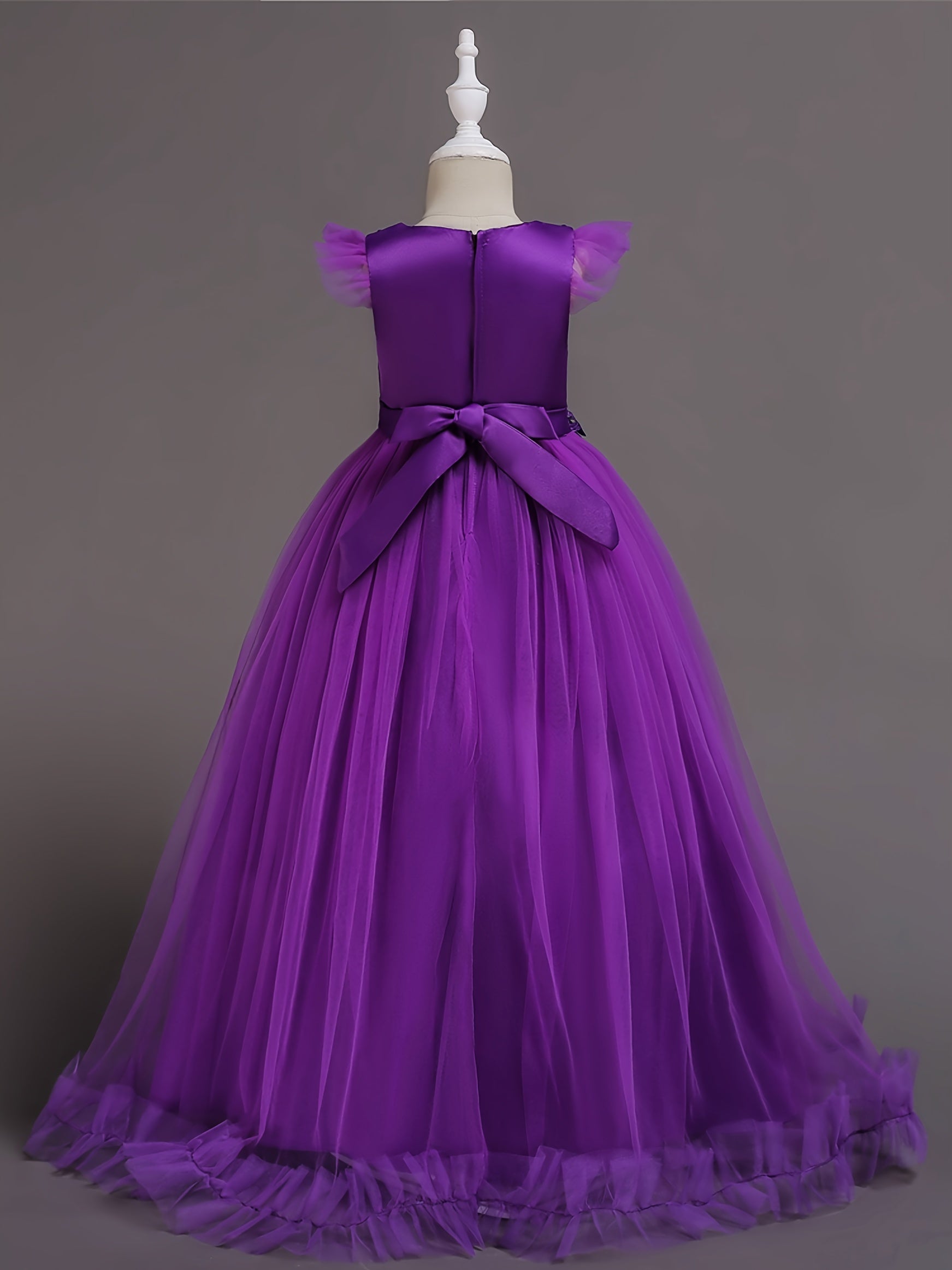 Girls Dresses Floral Lace Princess Dress With Tulle Birthday Party Wedding Sleeveless Pageant Evening Gown