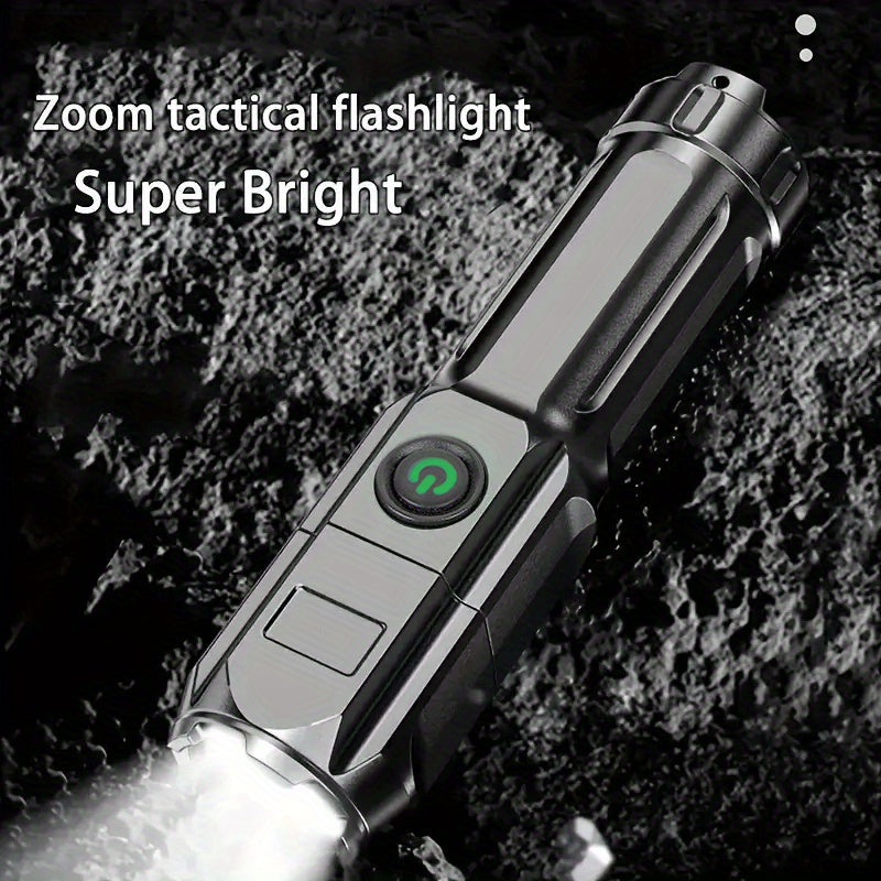 Baihuibri Flashlight, Powerful Variable Focus Multifunctional Portable, Telescopic Zoom Light Rechargeable, Suitable for Outdoor Lighting Work Exploration Hiking, 1 pc
