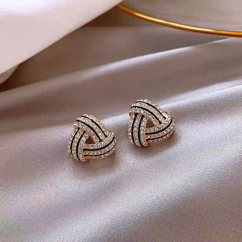 Trendy Triangle Geometric Stud Earrings Vintage Spiral Earrings Charm Jewelry