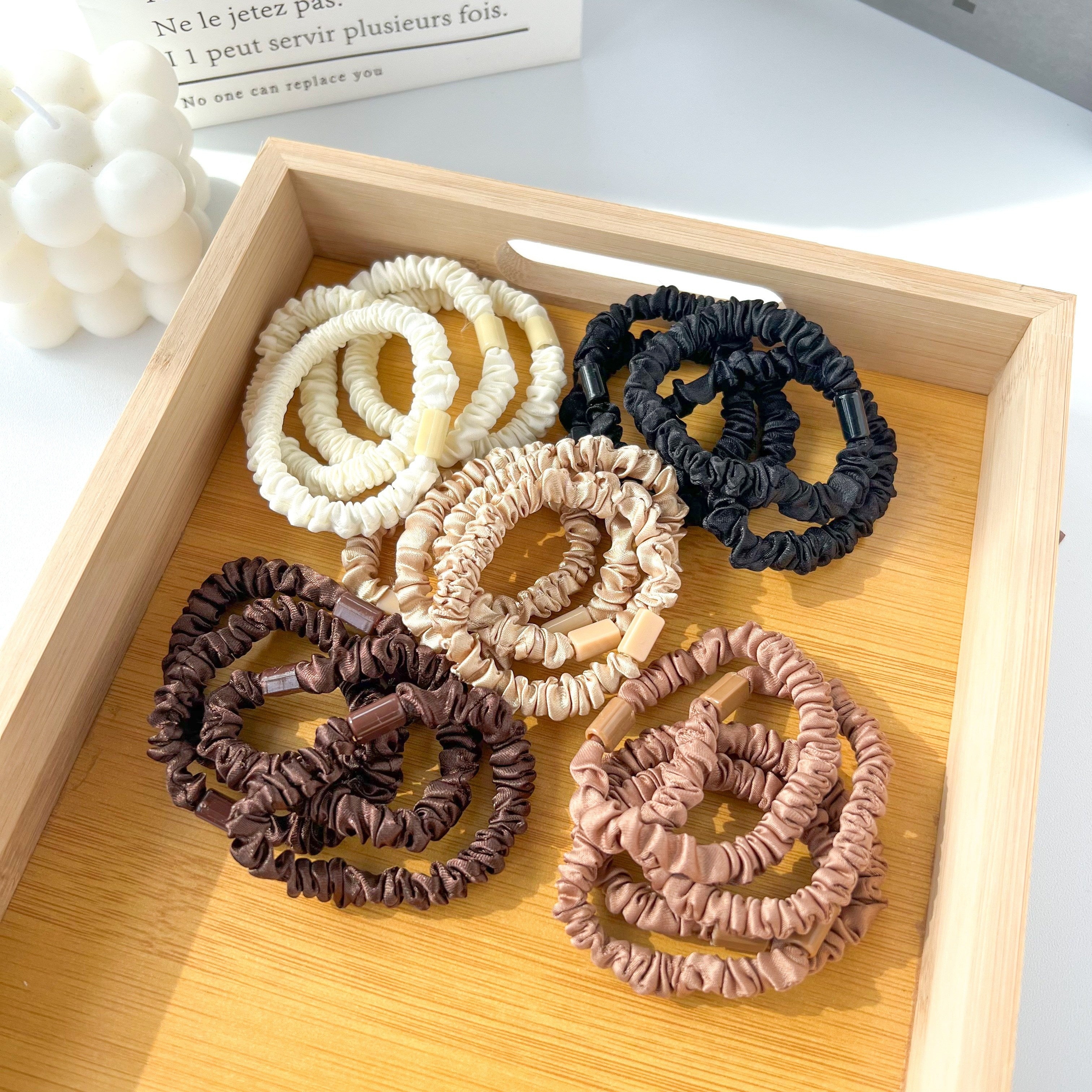 5/10/20pcs New Coffee Color Love Pendent Hair Tie, Girl Cute Bowknot Hair Tie Elastic Rubber Hair Bands Hair Accessories for Women, Ideal choice for Gifts