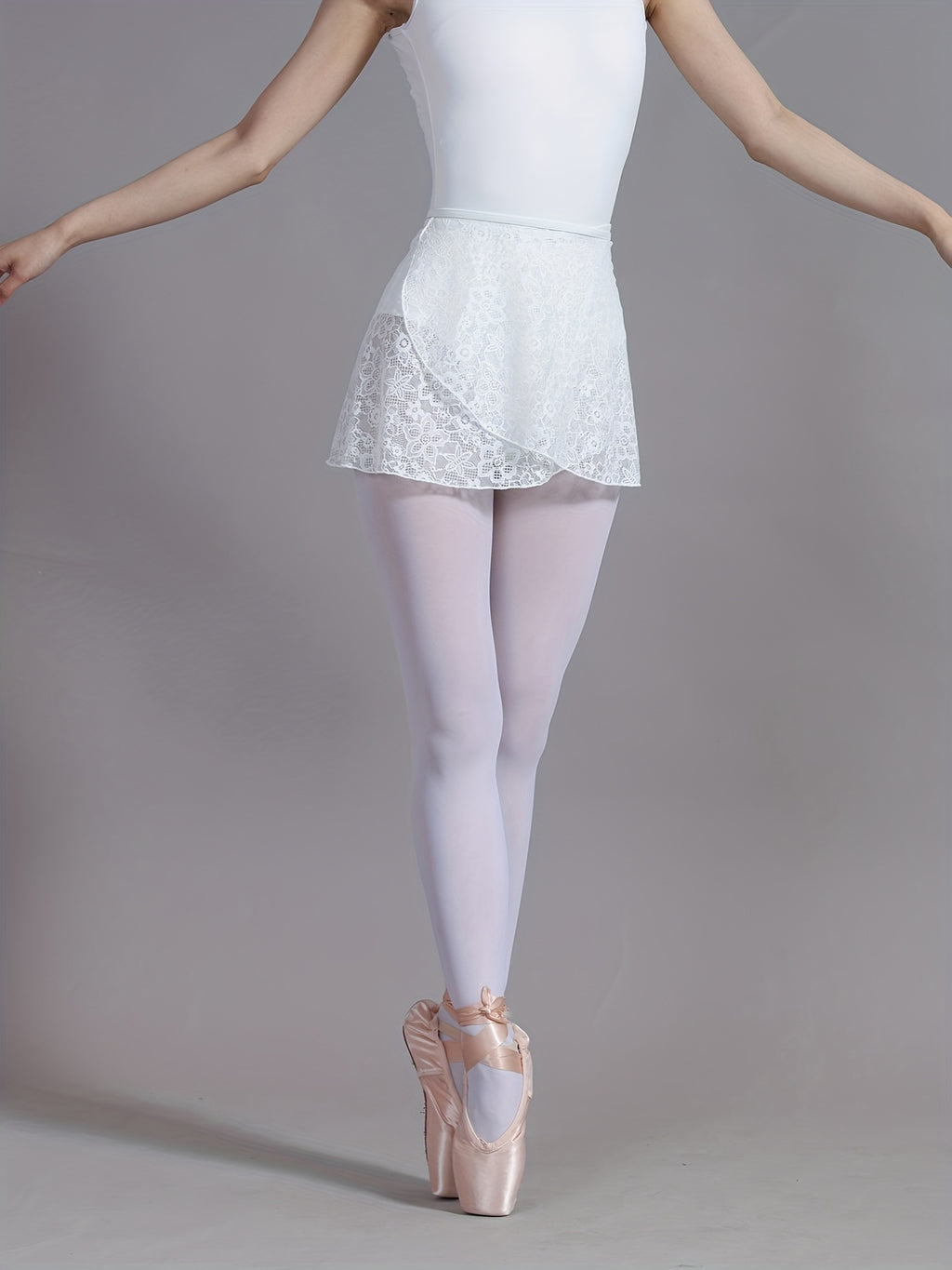 Women's Elegant Black Ballet Wrap Skirts - Semi-Sheer Lace Dance Skirt Dancewear