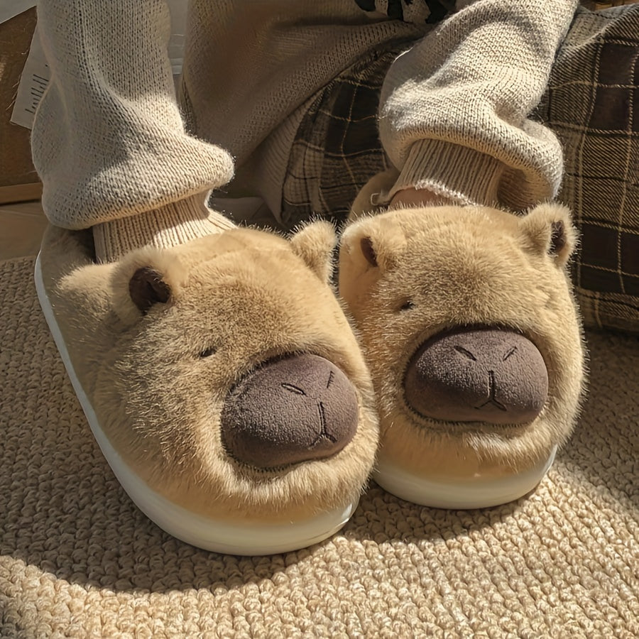Warm Anti-slip Capibara Plush Slippers - Adorable Animal Women's Home Slippers