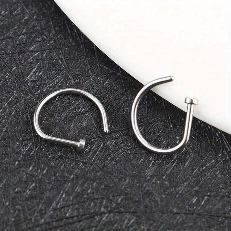 Trendy D-Shape Nose Clip - Fake Piercing Nose Ring for Women - Punk Style Body Jewelry with Comfortable Wear and Adjustable Design