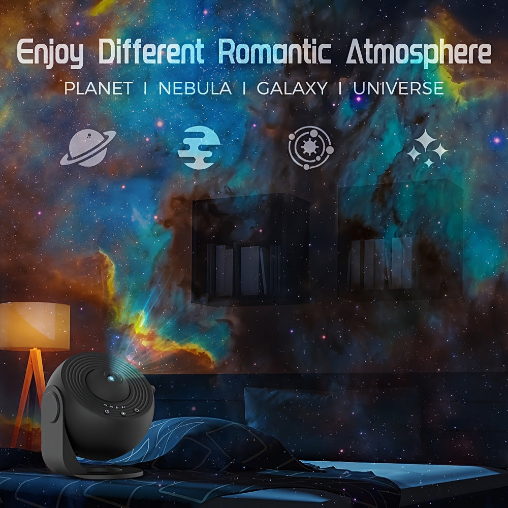 FUCTION 12-in-1 Star and Planetarium Projector - USB-Powered, Modern Space-Themed Night Light with Aurora Effects for Bedroom, Ideal for Youngsters and Adults, Adjustable Display Settings, FUSSIO