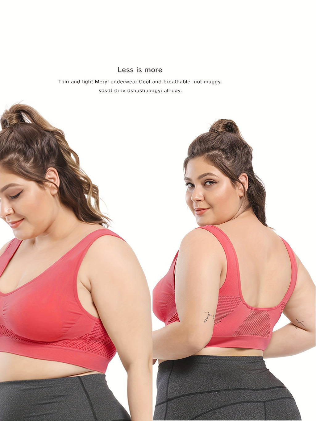 [Gentle Care] Plus Size Seamless Sports Bra for Women - Purple, Breathable Mesh Fabric, Push-Up with Removable Pads, Comfort Fit Vest Style, Sizes 36XL to 40XL, Plus Size Bra