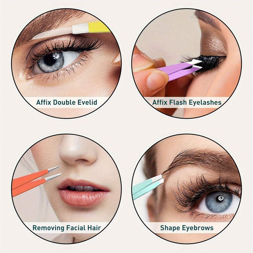 1pcs/4pcs Tweezers For Eyebrows, Slant Tip/ Angled Tip Eyebrow Tweezers, Precision For Eyebrows Facial Hair, Ingrown Hair