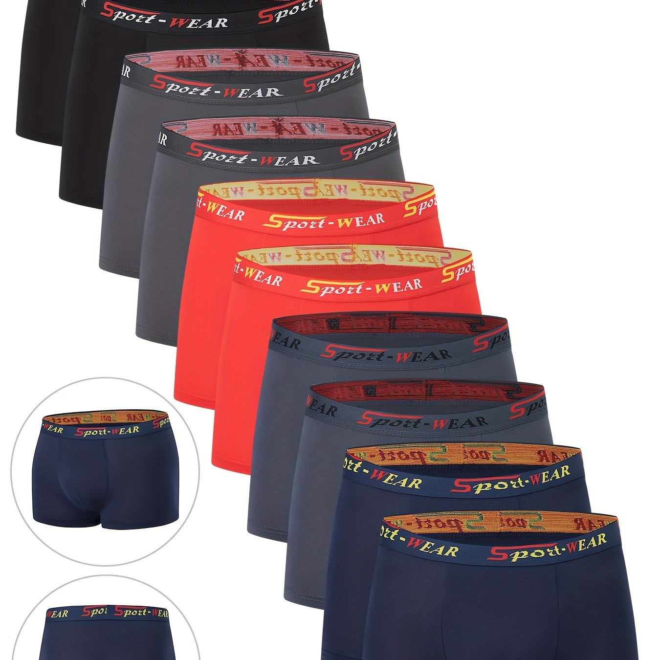 10-Pack Men'S Boxer Briefs - Breathable, Comfortable, Stretchy Underwear with "NINJA" Graphic, Solid, Perfect for Casual Attire, Gym, or Everyday Wear