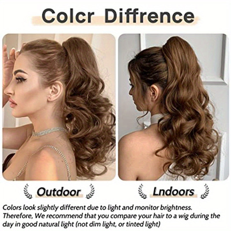 Long Wavy Ponytail Extensions - 22 Inch Claw Clip In Synthetic Hair Piece For Women - Add Volume And Style To Your Hair Halloween Christmas