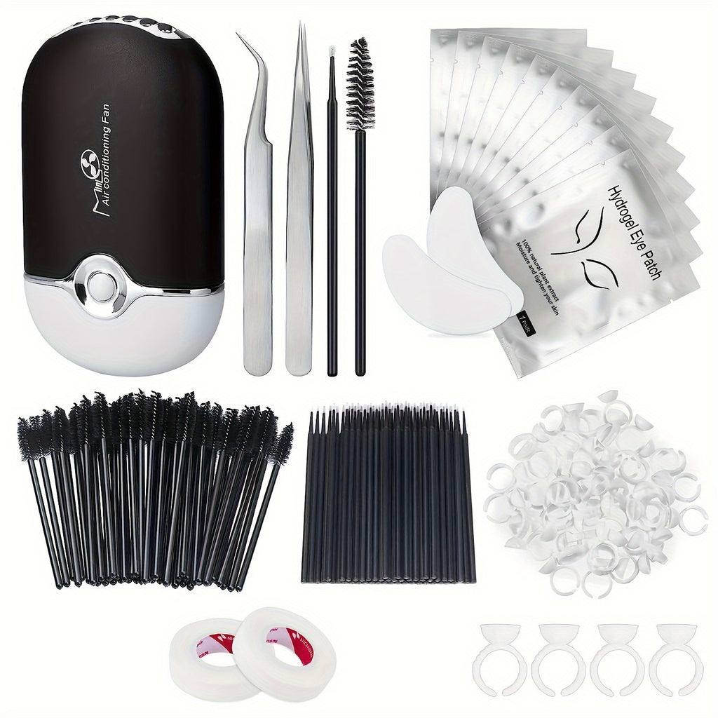 215Pcs Eyelash Extension Supplies Kit, Lash Kit For Eyelash Extensions Beginners USB Air Blower 2 Lash Tweezer 100 Mascara Brush 50 Micro Applicator 50 Ring Cup Holder 2 Tape 10 Eye Gel Pad - Eyes Makeup Sets for Mother