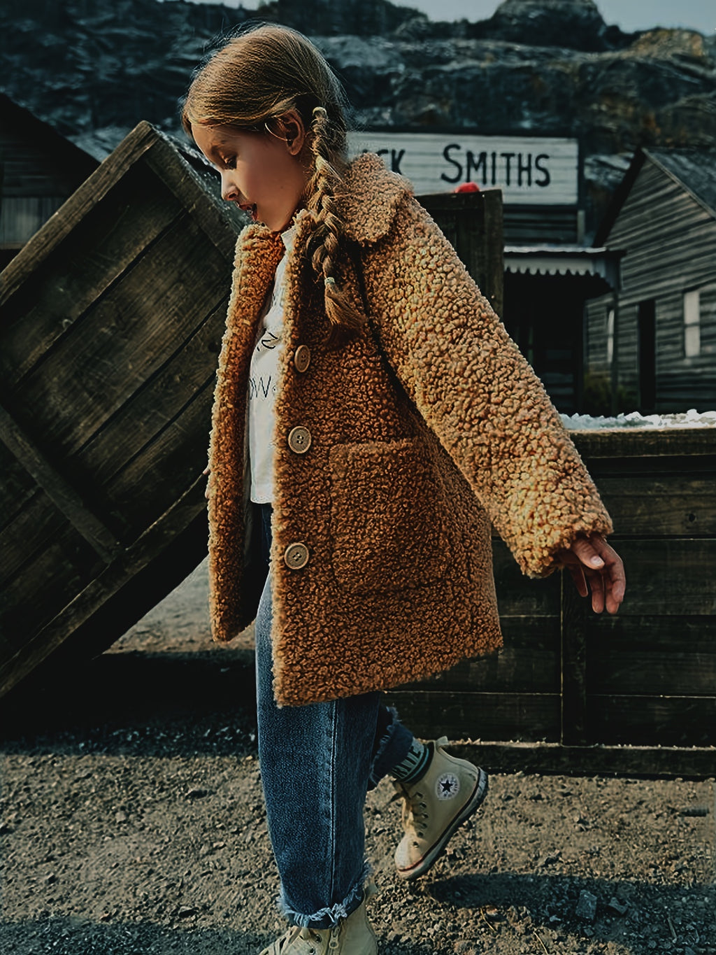 JOMAKE Girls' Winter Coat - Pastel Pink & Ombre Jacket with Button Front Closure, Soft Fleece-Lined Lapel Collar, Non-Stretchy Fabric for Everyday & Formal Events, Long Sleeve Casual Outerwear for School, Travel - Cute Korean